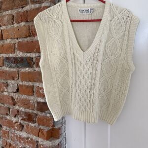Ricki by Miss Erika Women’s Size M Vest 80s/90s Chunky Ivory Cable Knit Sweater
